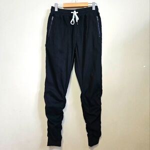 Fairplay Black Jogger Drawstring Elastic Waist Stretch Ruched Bottoms Size 34